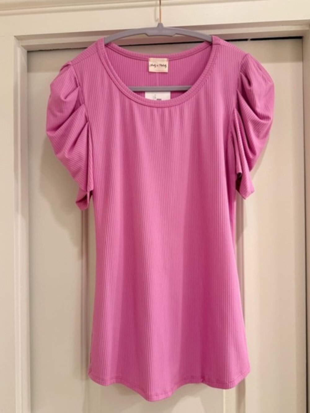 Lovely Melody Cassandra Ribbed Puff Sleeve Top